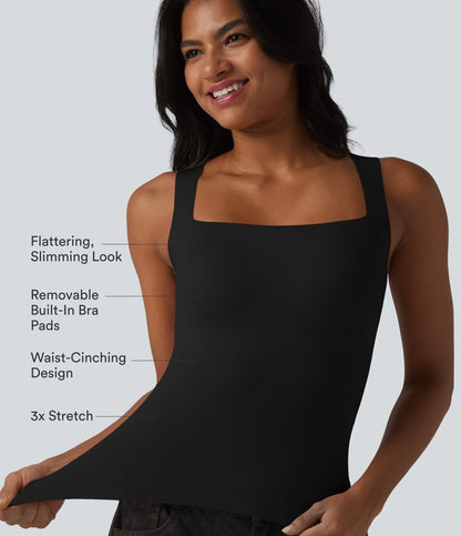 CurveLift™ Square Neck Built-in Bra Casual Tank Top B-E Cups