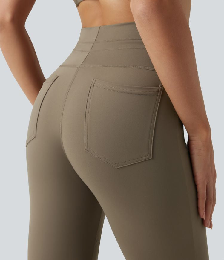 CurveLift™ High Waisted Drawstring Plain Flare Yoga Pants with Pockets