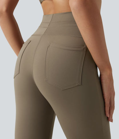 CurveLift™ High Waisted Drawstring Plain Flare Yoga Pants with Pockets