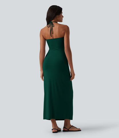 CurveLift™ Halter Tie Back Maxi Dress with Pockets