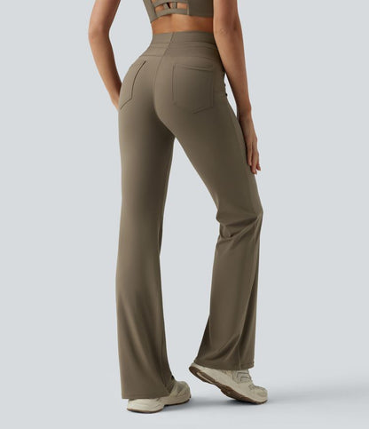 CurveLift™ High Waisted Drawstring Plain Flare Yoga Pants with Pockets