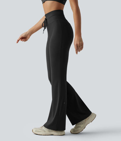 CurveLift™ High Waisted Drawstring Plain Flare Yoga Pants with Pockets