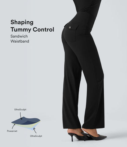 CurveLift™ High Waisted Tummy Control Straight Leg Work Pants