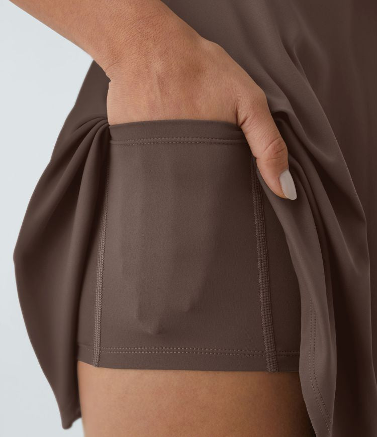 CurveLift™ Airy Backless Twisted Flare Low Support Dance Active Dress-Longer Length-Easy Peezy Edition A-C Cups