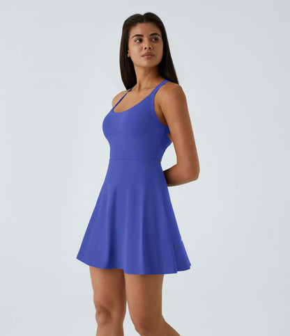 CurveLift™ Airy Backless Twisted Flare Low Support Dance Active Dress-Longer Length-Easy Peezy Edition A-C Cups