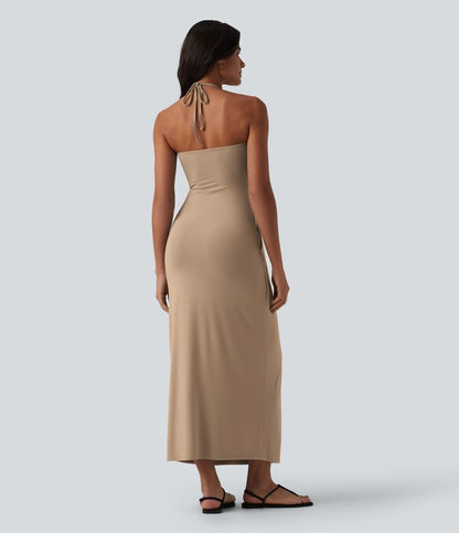 CurveLift™ Halter Tie Back Maxi Dress with Pockets