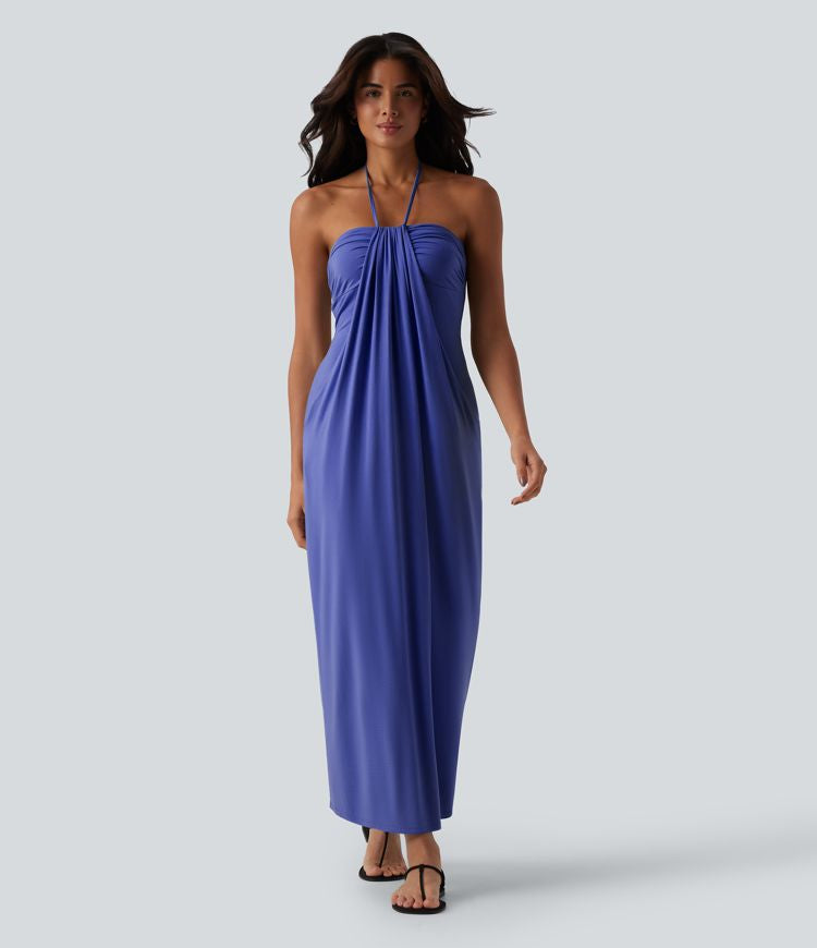 CurveLift™ Halter Tie Back Maxi Dress with Pockets