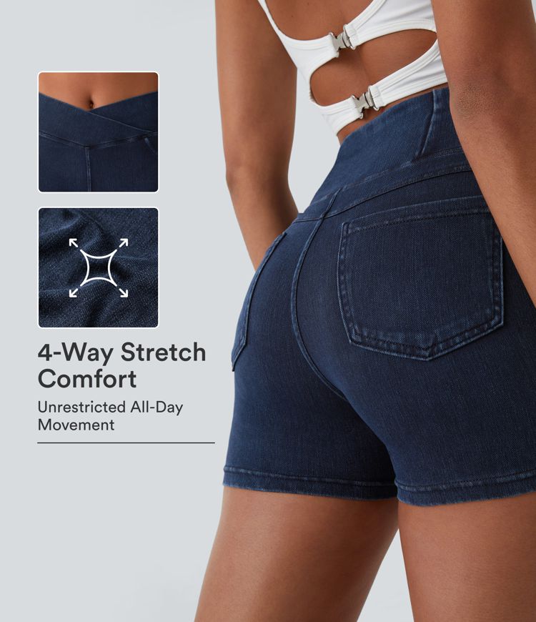 CurveLift™ High Waisted Pocket Denim Casual Shorts 3"