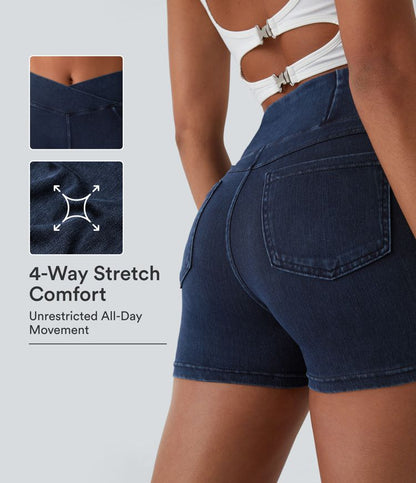 CurveLift™ High Waisted Pocket Denim Casual Shorts 3"