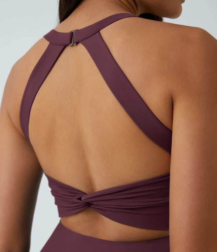 CurveLift™ Airy Backless Twisted Flare Low Support Dance Active Dress-Longer Length-Easy Peezy Edition A-C Cups