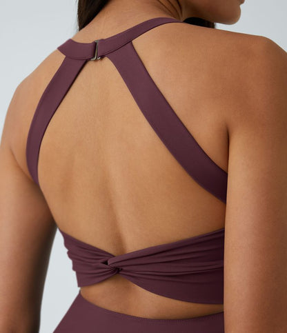 CurveLift™ Airy Backless Twisted Flare Low Support Dance Active Dress-Longer Length-Easy Peezy Edition A-C Cups