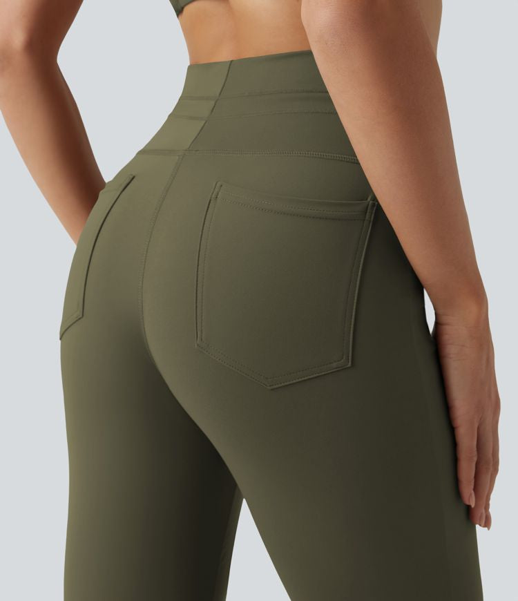 CurveLift™ High Waisted Drawstring Plain Flare Yoga Pants with Pockets