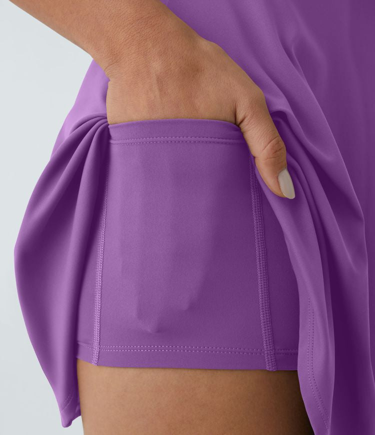 CurveLift™ Airy Backless Twisted Flare Low Support Dance Active Dress-Longer Length-Easy Peezy Edition A-C Cups