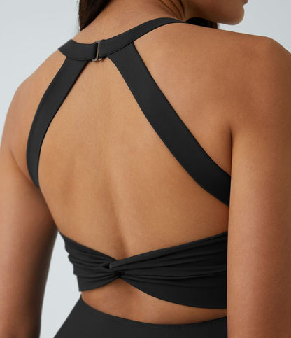 CurveLift™ Airy Backless Twisted Flare Low Support Dance Active Dress-Longer Length-Easy Peezy Edition A-C Cups