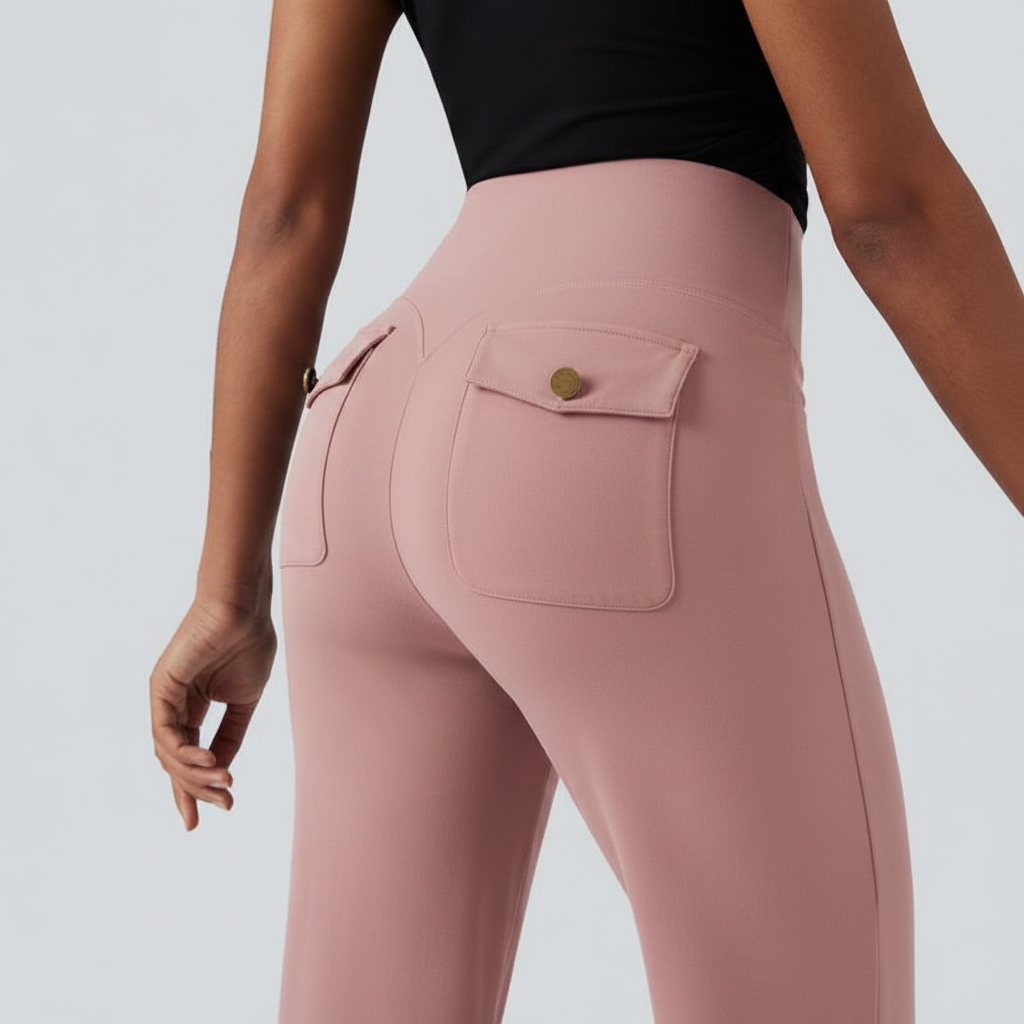 Pink Wide-Leg Pants - Close Up