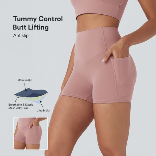Tummy Control Shorts Set - Pink