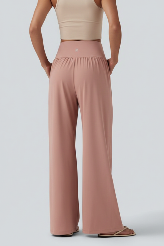 Wide-Leg Pants - Rose Pink